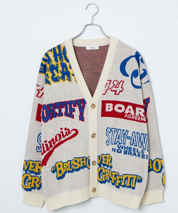 WEGO オーバーフィットロゴカーディガン 柄1