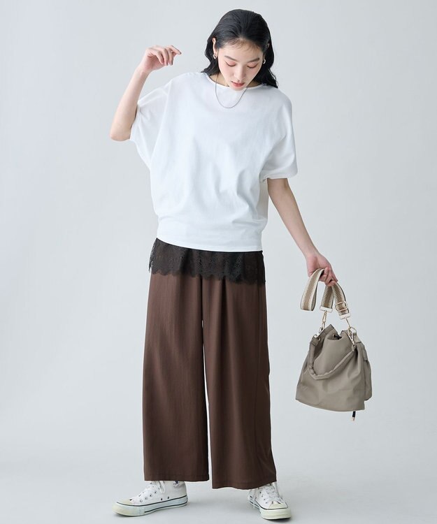 ANY バッグショルダーストラップ ベージュ×シロ
