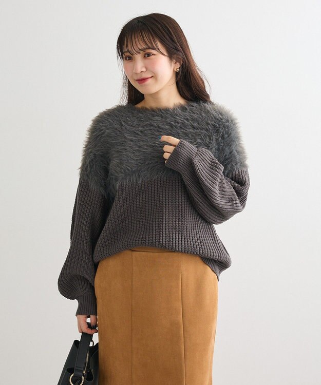 Green Parks ・Ｐｅｔｉｔ　Ｆｌｅｕｒ　シャギーキリカエニット Charcoal Gray