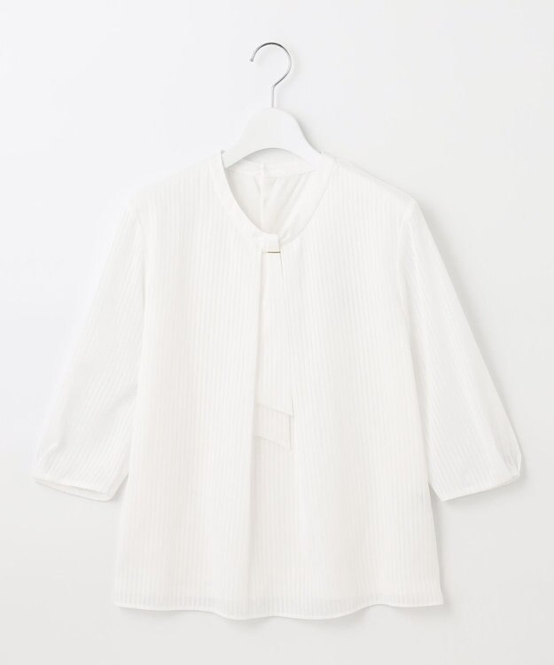 J.PRESS LADIES L シャドーストライプ ボウタイ カットソー ホワイト系1