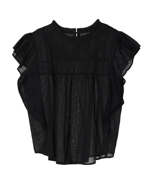 earth music&ecology コットンボイルフリルブラウス Black