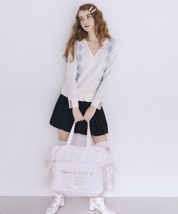 Maison de FLEUR サテンキャリーオンバッグ Pink