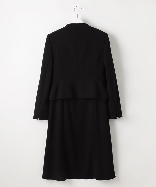 自由区 FORMAL 【ウォッシャブル対応】ドビーボーダーリボン ジャケット+ワンピース ブラック系