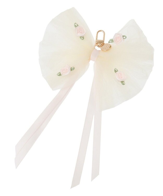 Maison de FLEUR チュールローズリボンチャーム Ivory