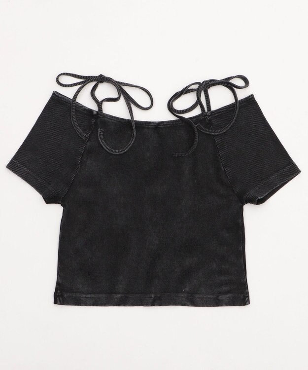 WEGO ヴィンテージウォッシュオフショルちびT スミクロ