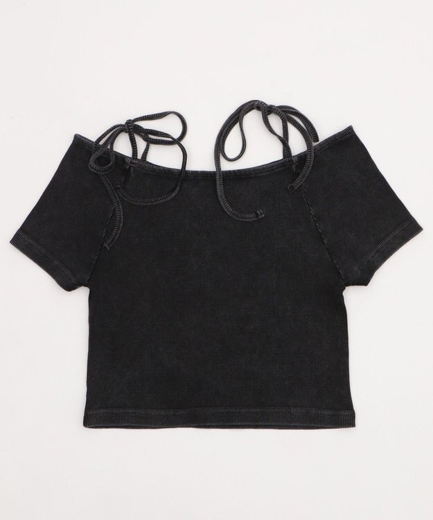 WEGO ヴィンテージウォッシュオフショルちびT スミクロ