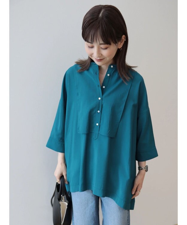 AMERICAN HOLIC 接触冷感バンドカラーチュニック Blue Green