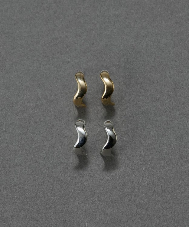 Phoebe 〈金属アレルギー対応〉リップルフープセラミックポストピアス　ゴールド/ニッケルフリー ゴールド