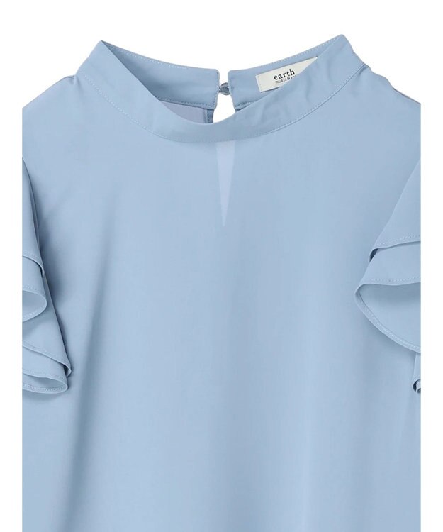 earth music&ecology フリルスリーブブラウス Blue