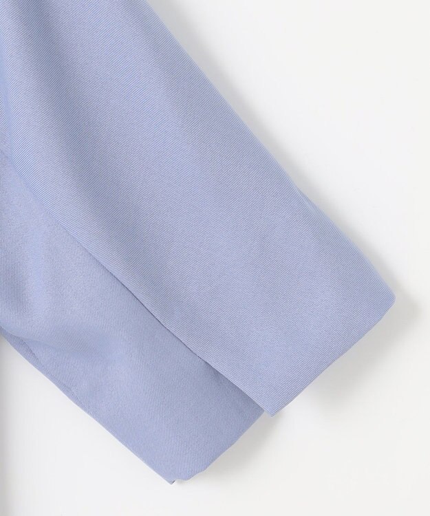 自由区 【接触冷感・速乾・UVケア・撥水・防シワ・XSサイズあり】リネンライクツィル5分袖 ブラウス ダルブルー系