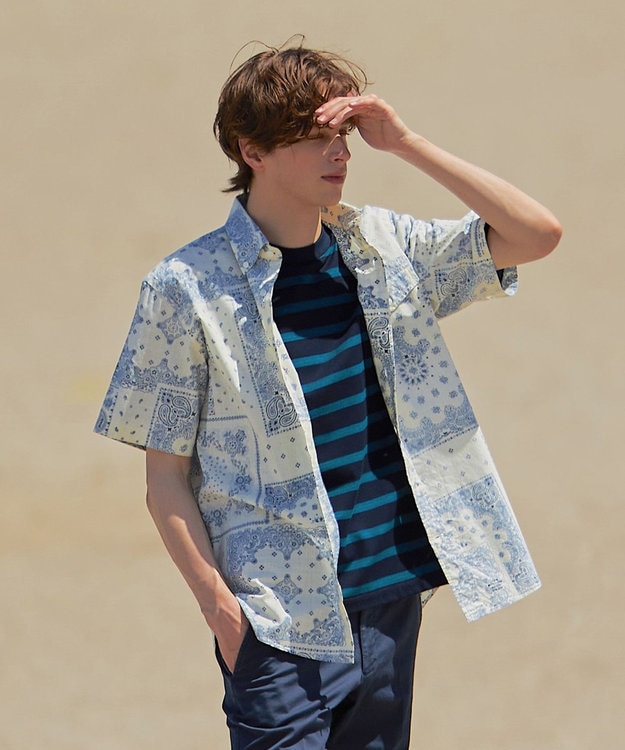 J.PRESS MEN ペイズリーバンダナプリント シャツ アイボリー系5