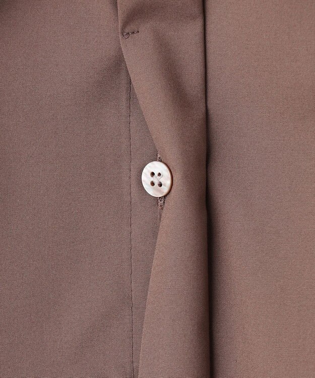 #Newans 【アイロンいらず】尖り襟ギャザースリーブブラウス ブラウン