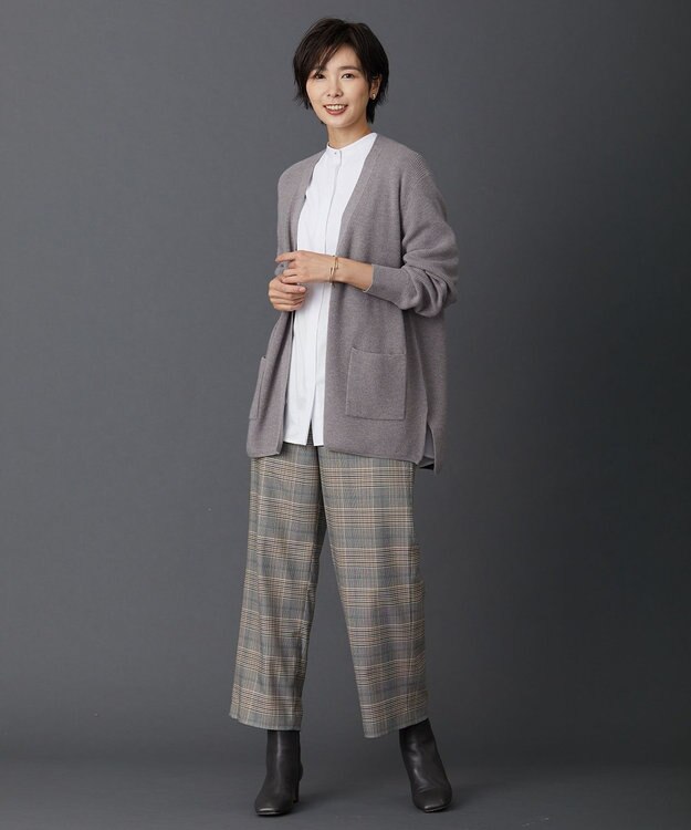 J.PRESS LADIES 【洗える】SEMI WORSTED カーディガン ブラウン系