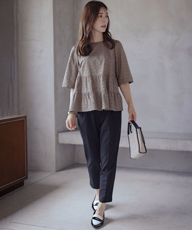 組曲 【新色追加】エンブロイダリーレースフリル ブラウス モカグレー系9