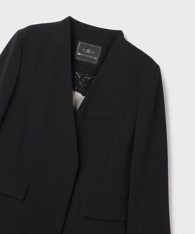 GRACE CONTINENTAL トリアセノーカラージャケット ブラック