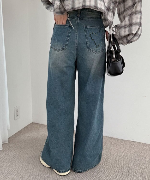 WEGO モチーフデニムタックパンツ デニム中濃加工色