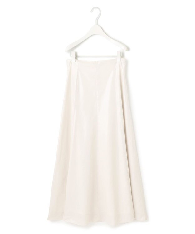 ICB L 【洗える】サテンワックスヴィンテージ フレアスカート トープ系