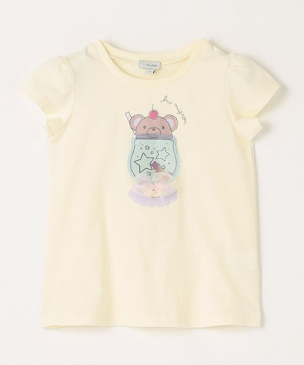 ANY KIDS シャラシャラ ビーズ入り Tシャツ クリーム×クマ