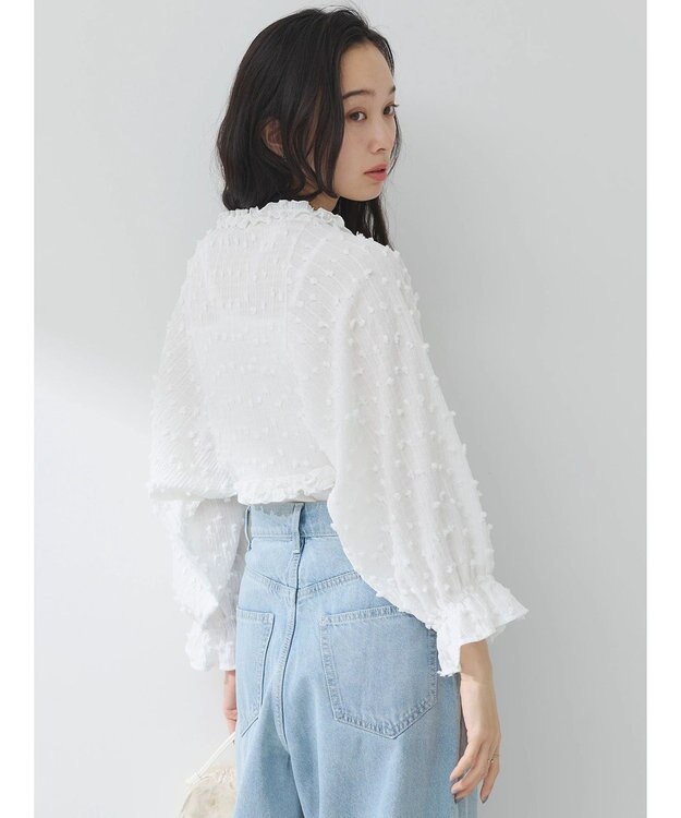 earth music&ecology ふくれジャガードボレロ Ivory