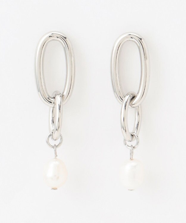 ANY 【WEB限定】ダブルリングパールピアス(両耳用) シルバー系