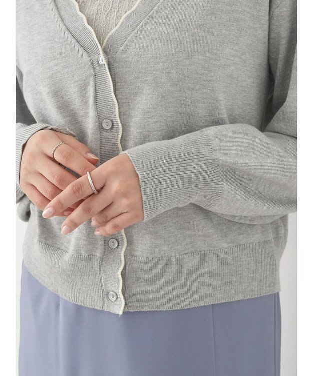 earth music&ecology ちびスカラップカーディガン Light Gray