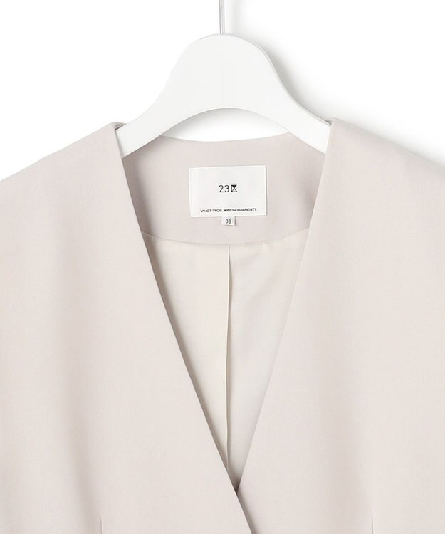 23区 【セットアップ対応/洗える】トリアセダブルジョーゼット ジレ ベージュ系