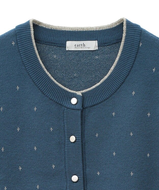 earth music&ecology ラメジャカードカーディガン Blue Green