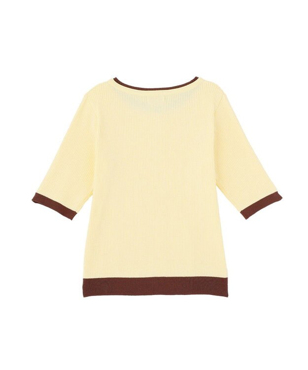 earth music&ecology ヘンリーネック半袖ニットプルオーバー Yellow