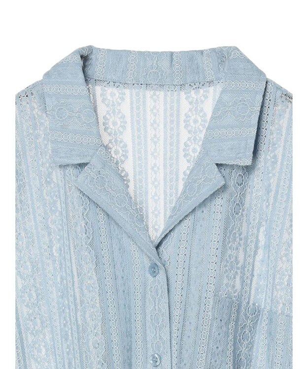 earth music&ecology フラワーレースシャツ Sax