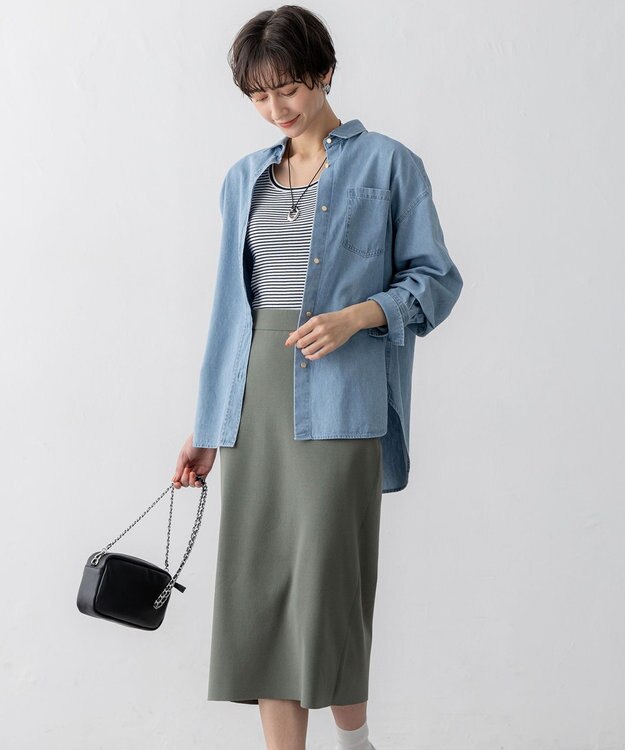 23区 S 【洗える】ライトダンガリー 2WAY シャツ ライトインディゴ