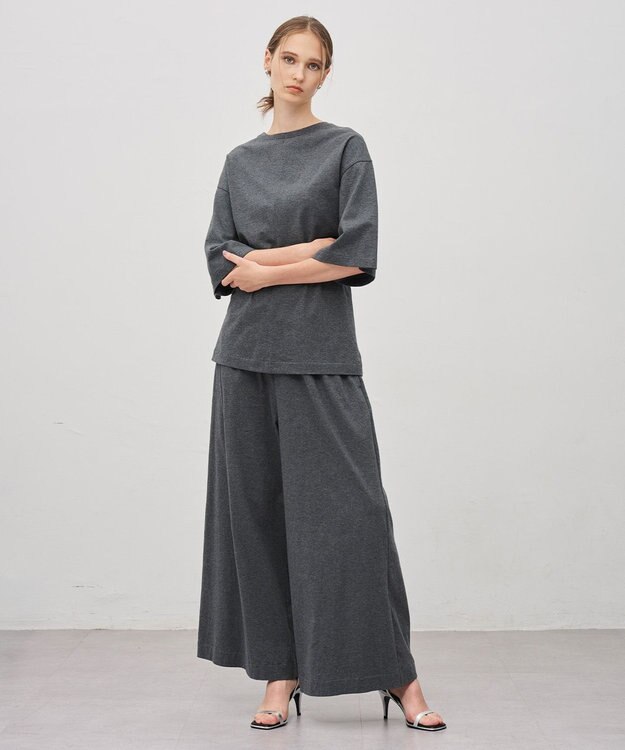 uncrave プレーンジャージー ギャザーパンツ チャコール