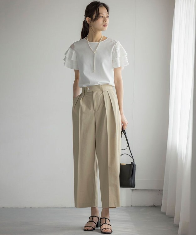 組曲 S スーパーライトストレッチ ワイドパンツ ベージュ系