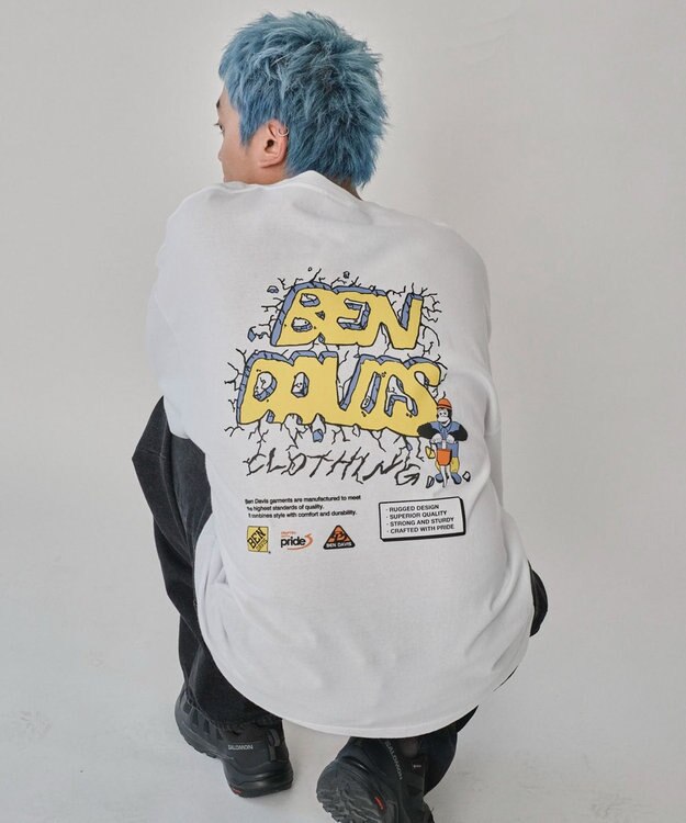 WEGO 【ユニセックス着用ITEM】別注BENDAVISグラフィックT（LS） ホワイト