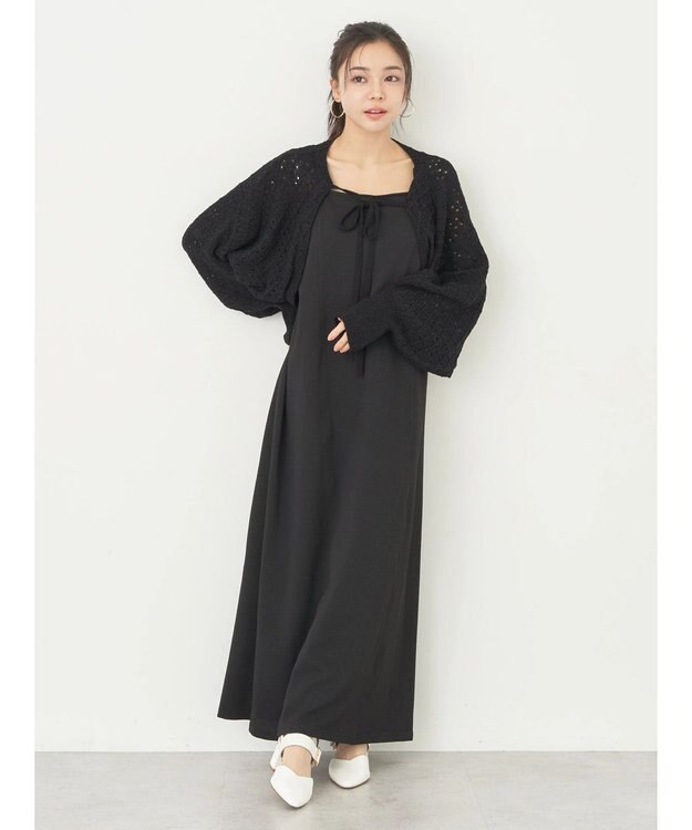 earth music&ecology ＳＥＴ２点　マルチウェイボレロキャミワンピース Black