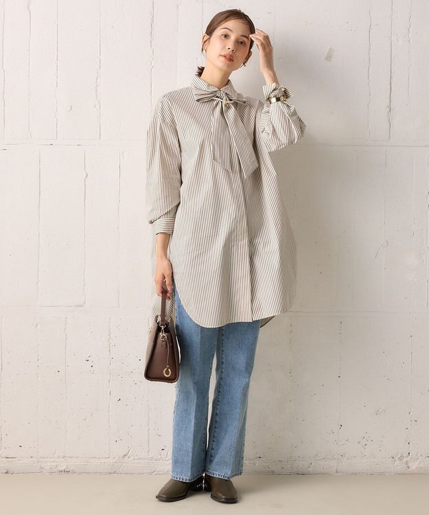 組曲 コンパクトシャーティングオーバー シャツ アイボリー系1