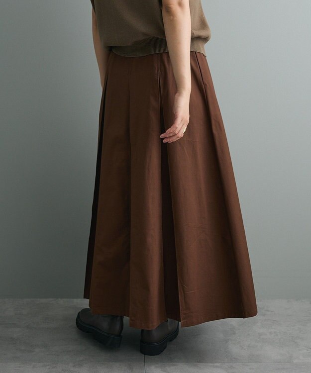 CRAFT STANDARD BOUTIQUE タックツイルプリーツスカート Brown