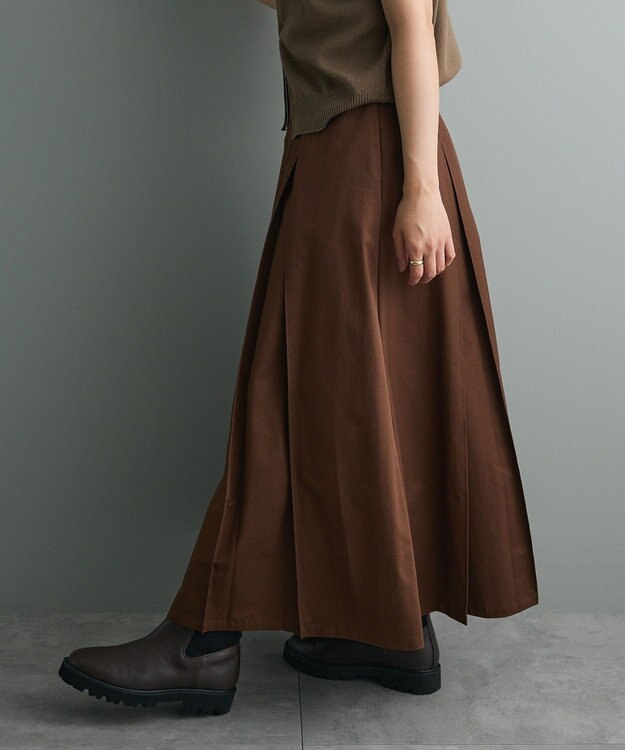CRAFT STANDARD BOUTIQUE タックツイルプリーツスカート Brown