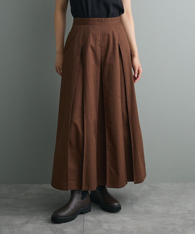 CRAFT STANDARD BOUTIQUE タックツイルプリーツスカート Brown