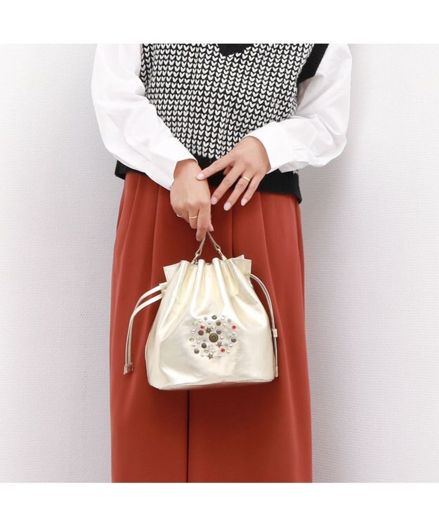 UNBILLION ペルケ perche / マルチスタッズ2wayドロストショルダー ゴールド