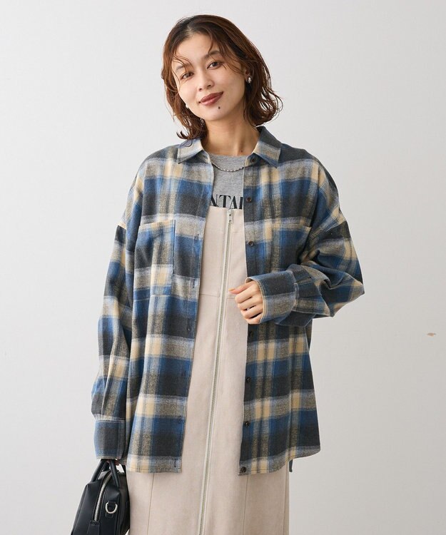 Green Parks ・ＥＬＥＮＣＡＲＥ　ＤＵＥ　２ｗａｙチェックビックシャツ Blue