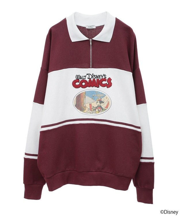 earth music&ecology Ｄｉｓｎｅｙ／レトロコミックハーフｚｉｐスウェット Red