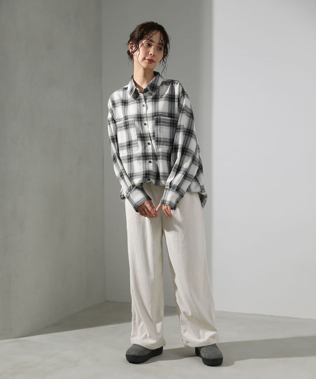 Green Parks ・ＥＬＥＮＣＡＲＥ　ＤＵＥ　２ｗａｙチェックビックシャツ Off White