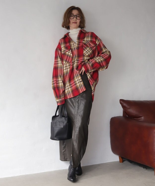 WEGO 【2025年秋冬新作/ユニセックス着用ITEM/SMLサイズ展開】ヘビーネルチェックシャツ（LS） 柄6