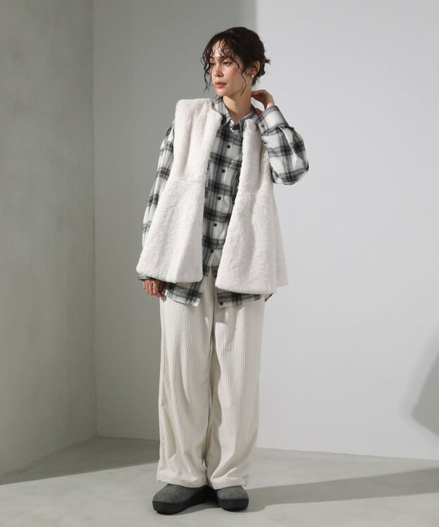 Green Parks ・ＥＬＥＮＣＡＲＥ　ＤＵＥ　２ｗａｙチェックビックシャツ Off White