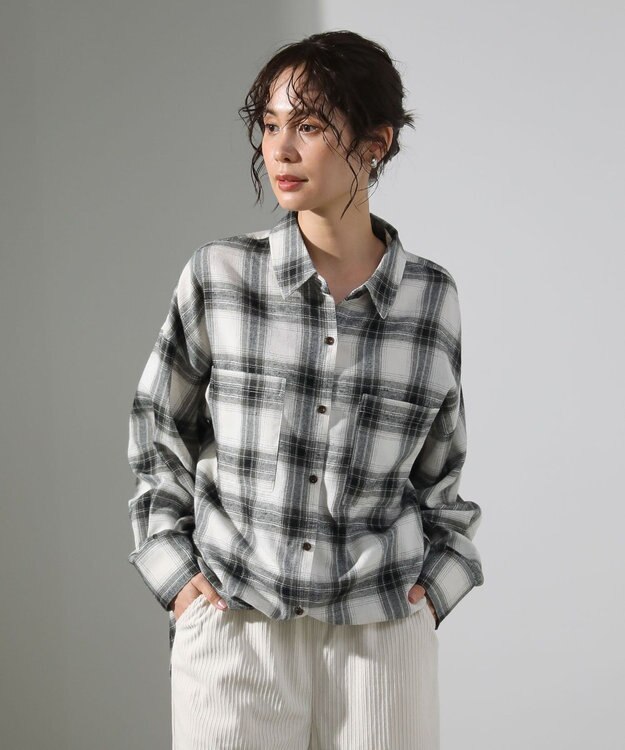 Green Parks ・ＥＬＥＮＣＡＲＥ　ＤＵＥ　２ｗａｙチェックビックシャツ Off White