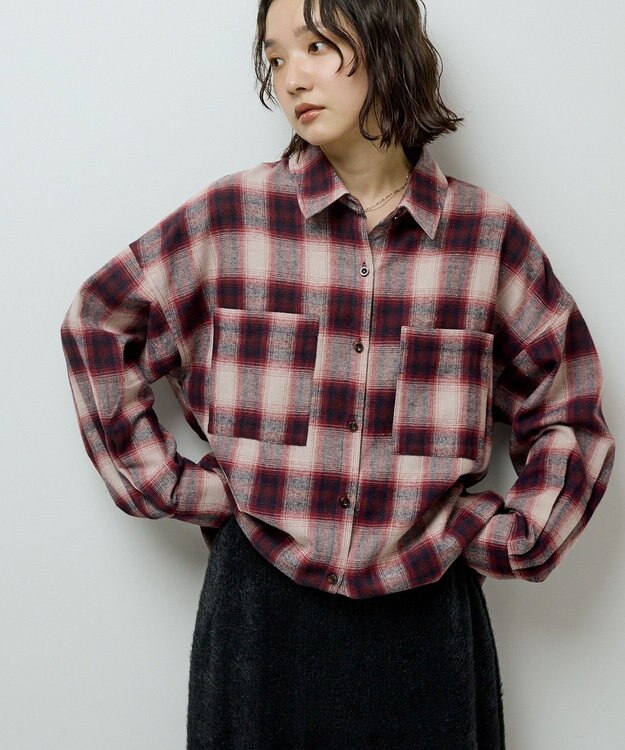 Green Parks ・ＥＬＥＮＣＡＲＥ　ＤＵＥ　２ｗａｙチェックビックシャツ Bordeaux