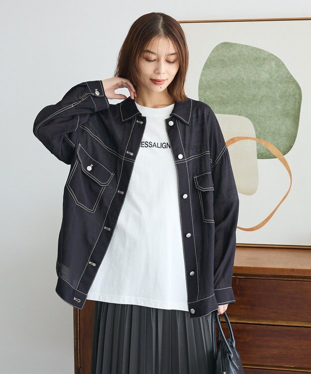 Green Parks ・ＥＬＥＮＣＡＲＥ　ＤＵＥ　カラーステッチシアーＧジャン Black