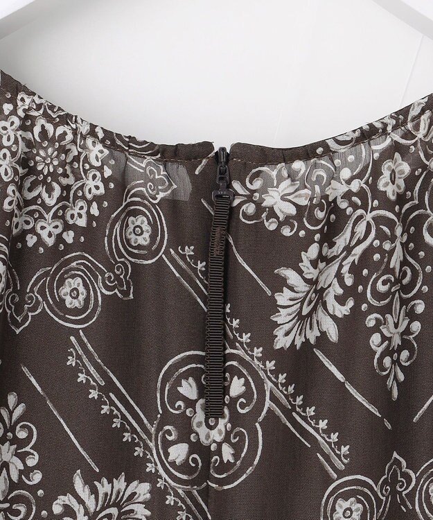 自由区 ロータスタイルプリント ワンピース ブラウン