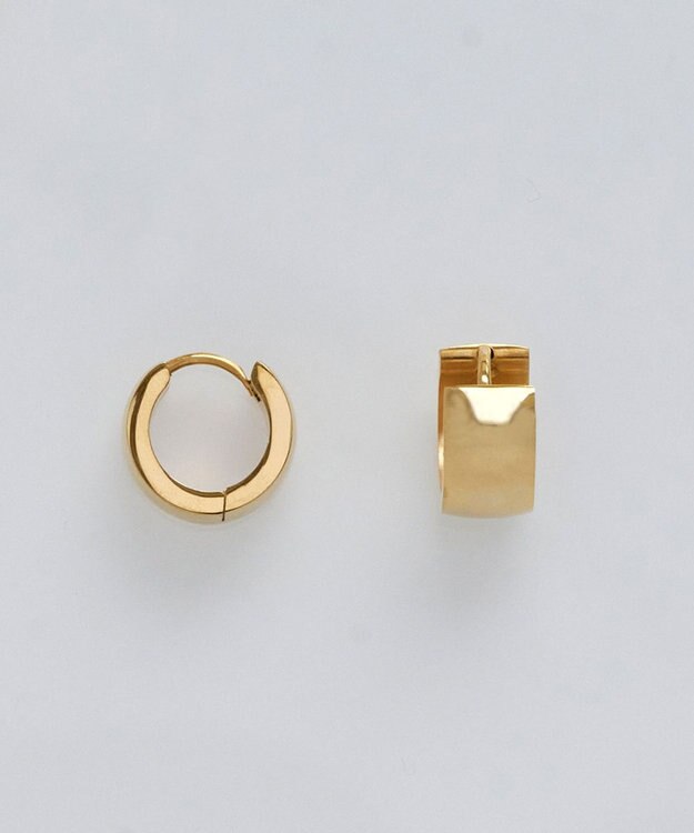 Phoebe 【金属アレルギー対応】ワンタッチワイドフープミニピアス　ゴールド/サージカルステンレス ゴールド