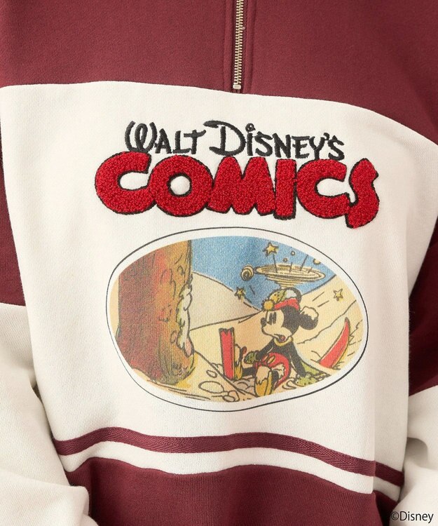 earth music&ecology Ｄｉｓｎｅｙ／レトロコミックハーフｚｉｐスウェット Red